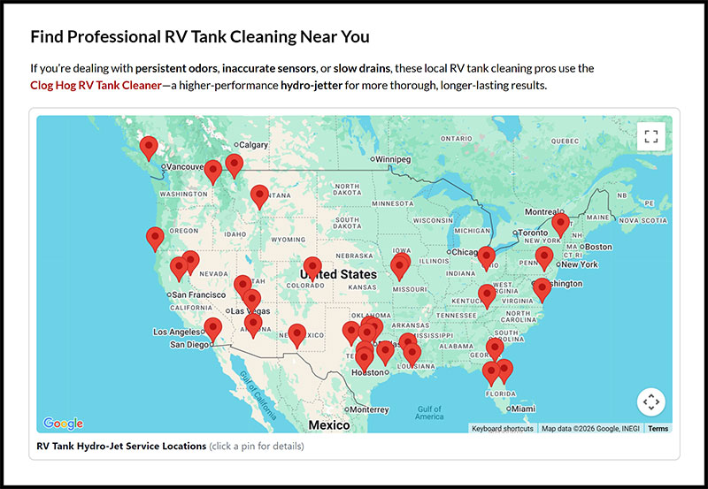 Clog Hog RV Tank Hydro-Jetting Service Directory
